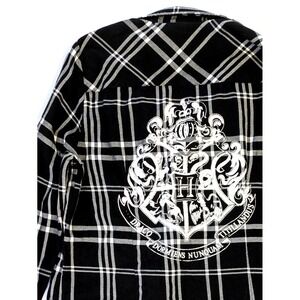 Harry Potter Hogwarts Crest Plaid Flannel Hot Topic Shirt Girl's Boy's Junior L